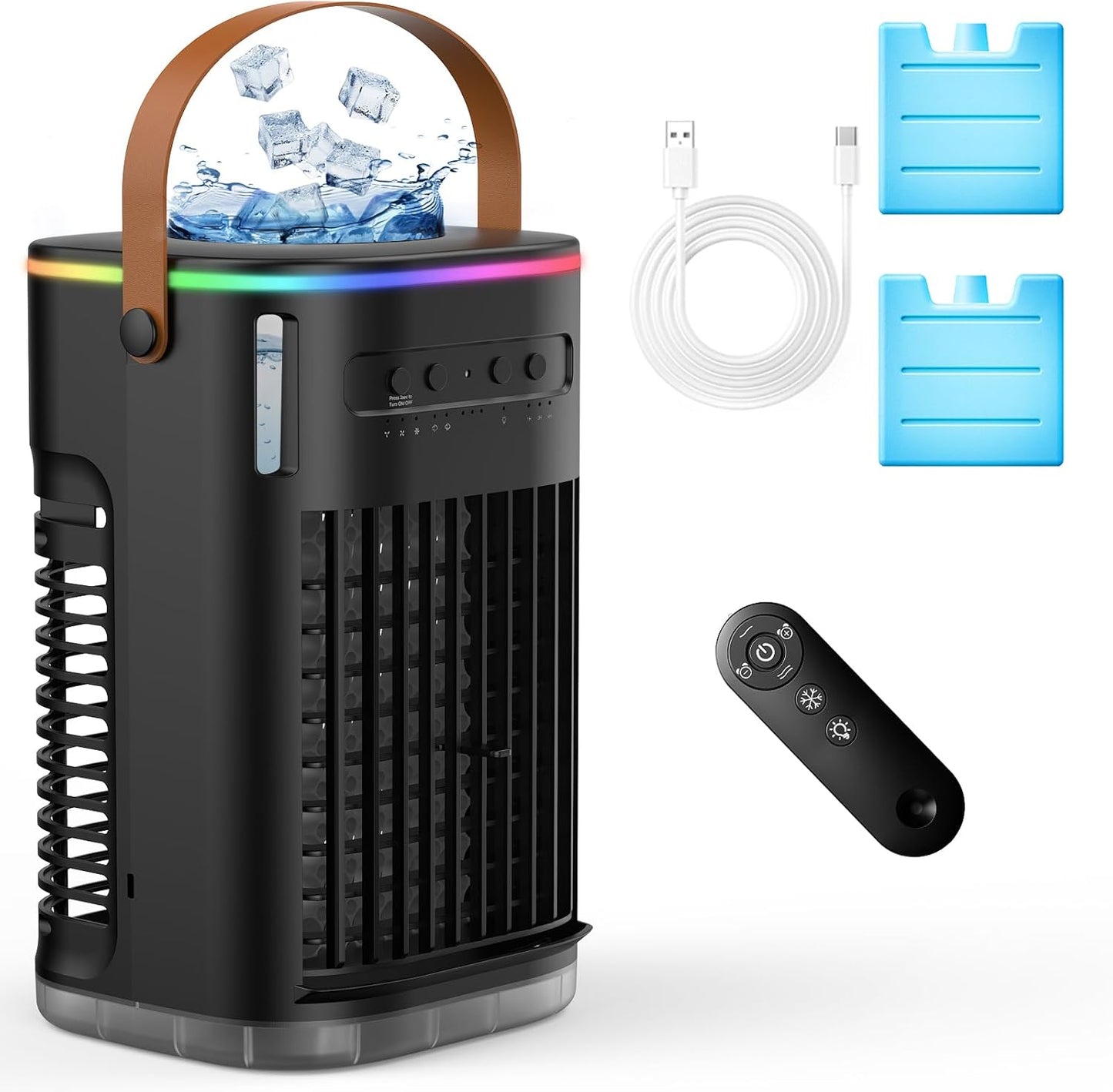 Upgraded 5 IN 1 Portable Air Conditioner with Ice Packs and Timer