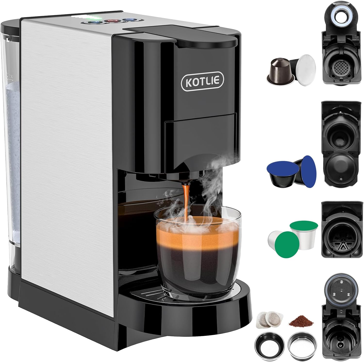 KOTLIE 19Bar Single Serve Coffee Maker - Brews Hot&Cold with Ease!