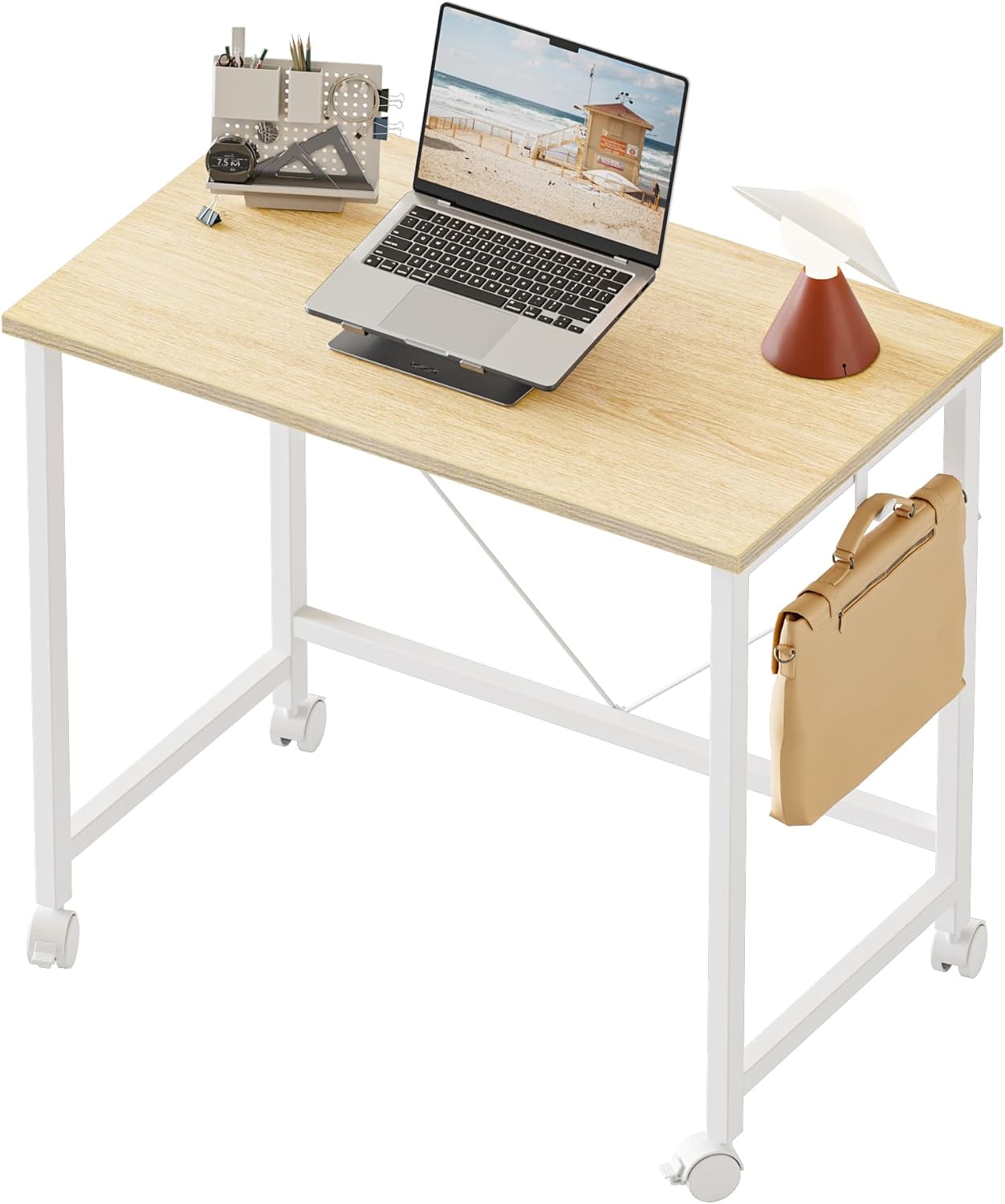 Mericonia Rolling Computer Desk with Wheels for Small Spaces
