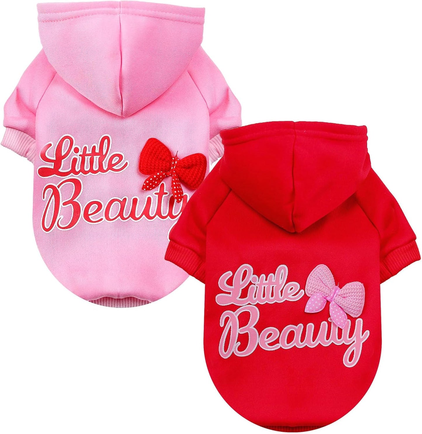 2 Pack Stylish Dog Hoodies for Fall/Winter - Leash Hole & Soft Warm Material - Large