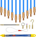 11ft Fiberglass Duct Rodder Wire and Cable Pulling Kit - 10pcs Blue