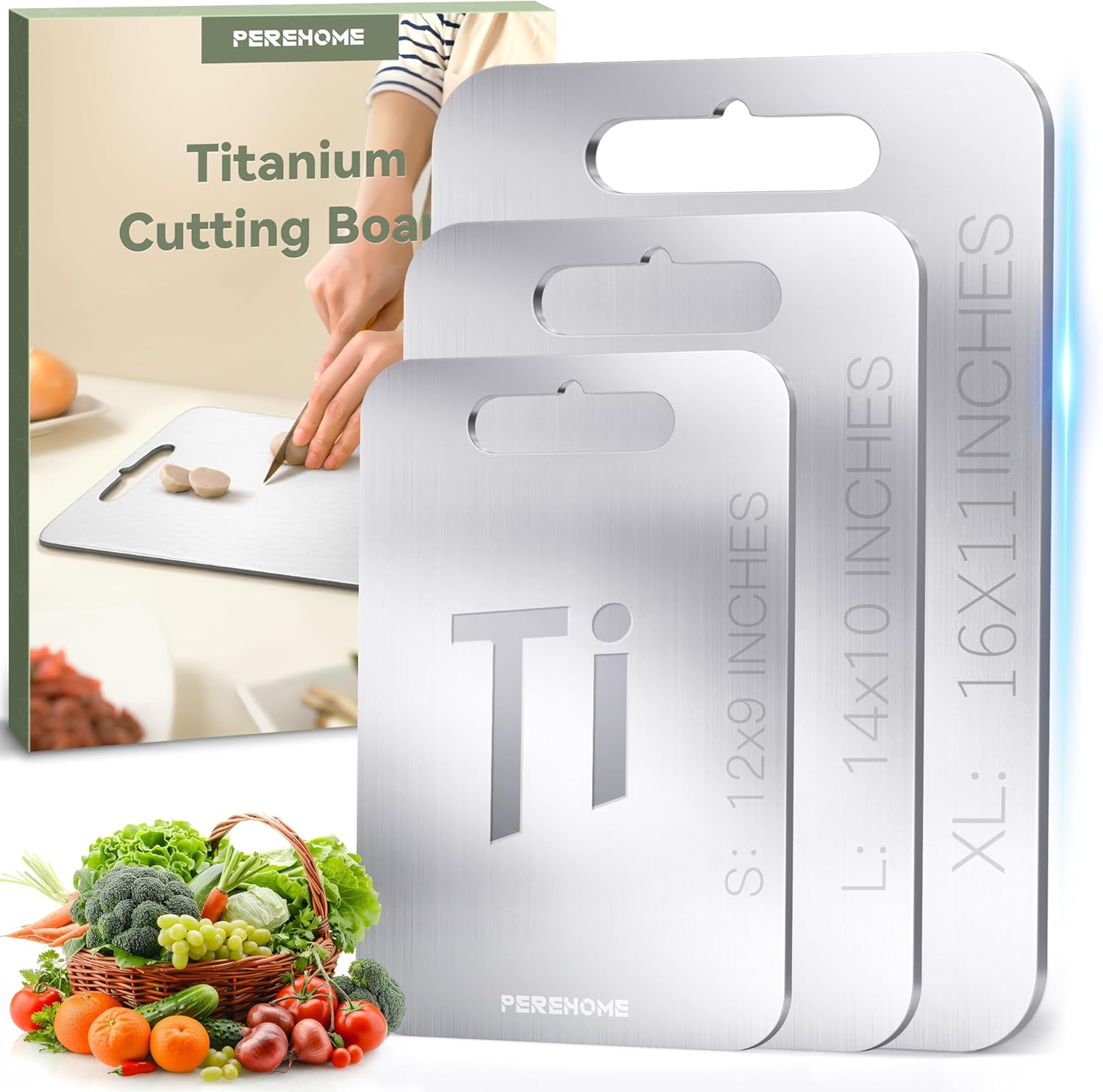 3pcs Titanium Cutting Board Set for Kitchen - Double Sided Design
