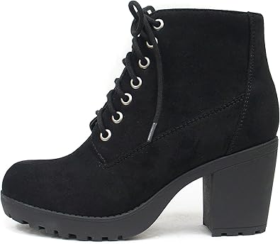 Soda Chunky Heel Combat Ankle Bootie with Side Zipper