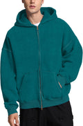 Womens Mens Double Zip Up Hoodie Oversized Acid Wash Heavyweight