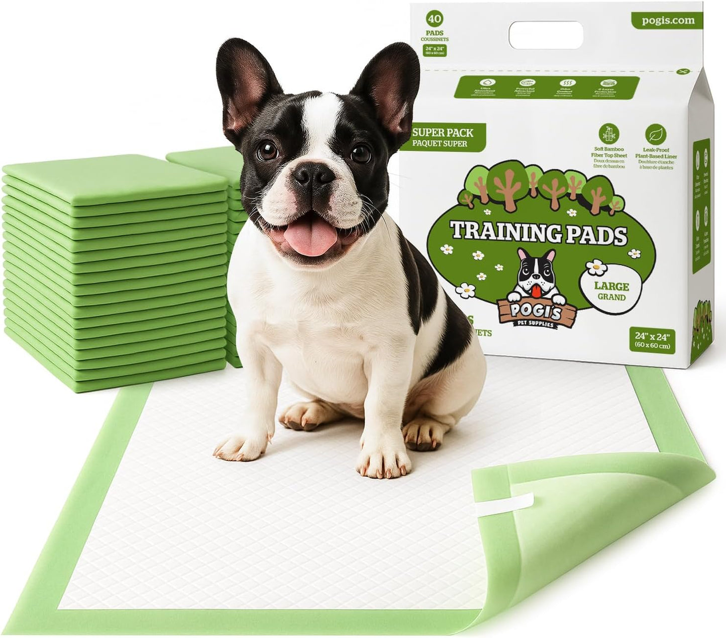 Pogis Dog Pads with Sticky Tabs for Super Absorbent Training