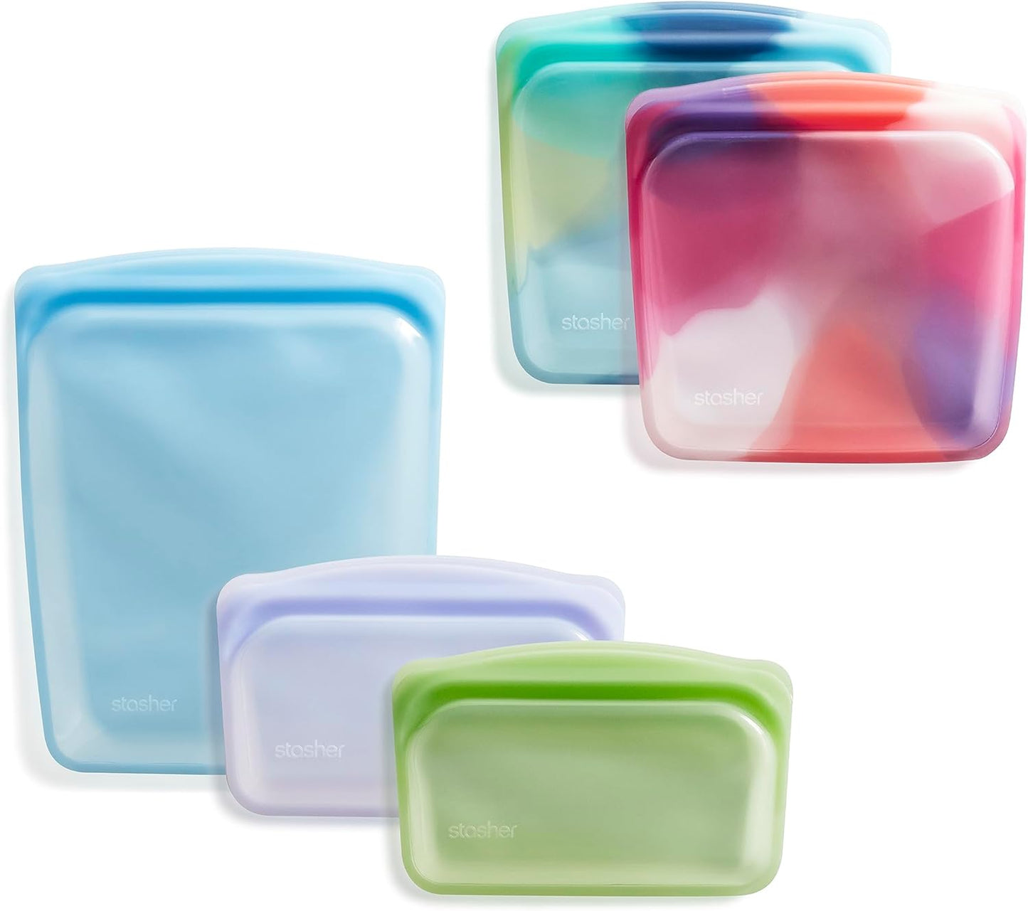 Stasher Premium Silicone Reusable Food Storage Bags, 5-Pack