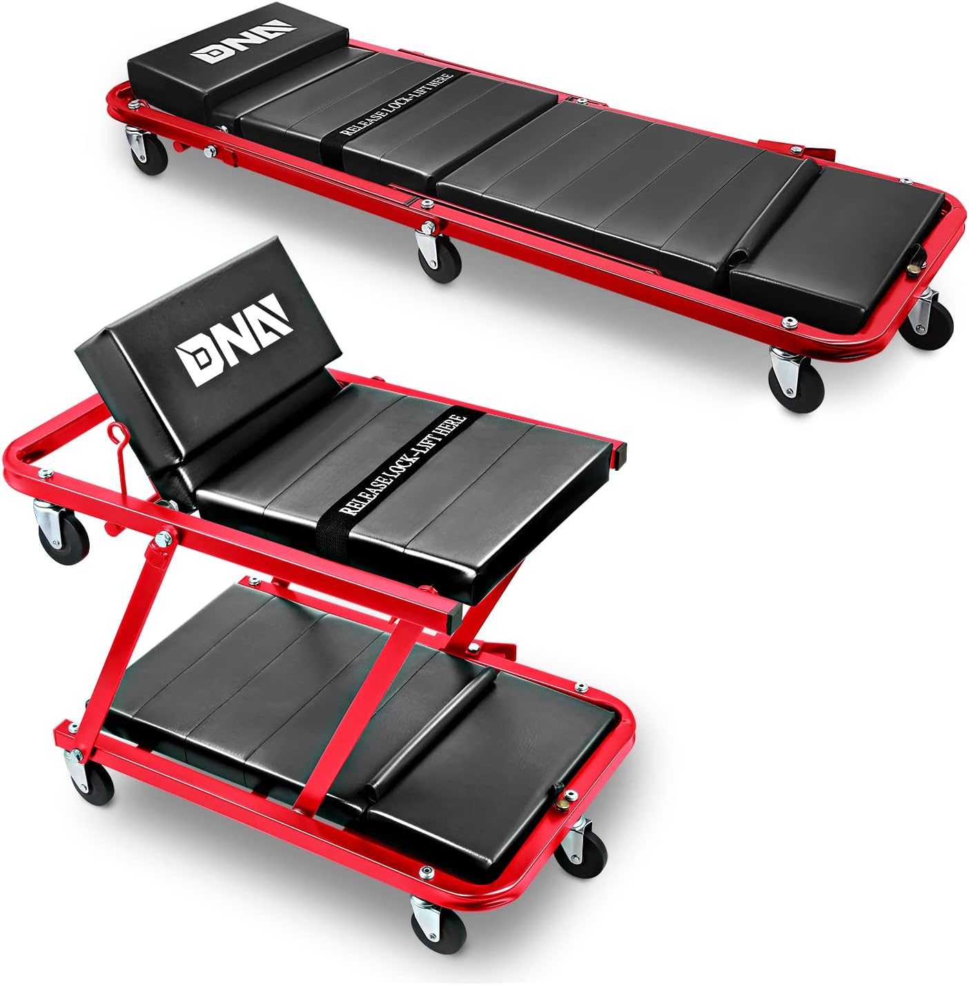 48in 2 IN 1 Folding Rolling Garage Shop Creeper Roller Seat