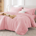Full Size Pink Seersucker Comforter Set - 7-Piece All-Season