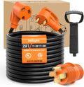 30 Amp RV Extension Cord 25FT with 50A to 30A Adapter - Heavy Duty
