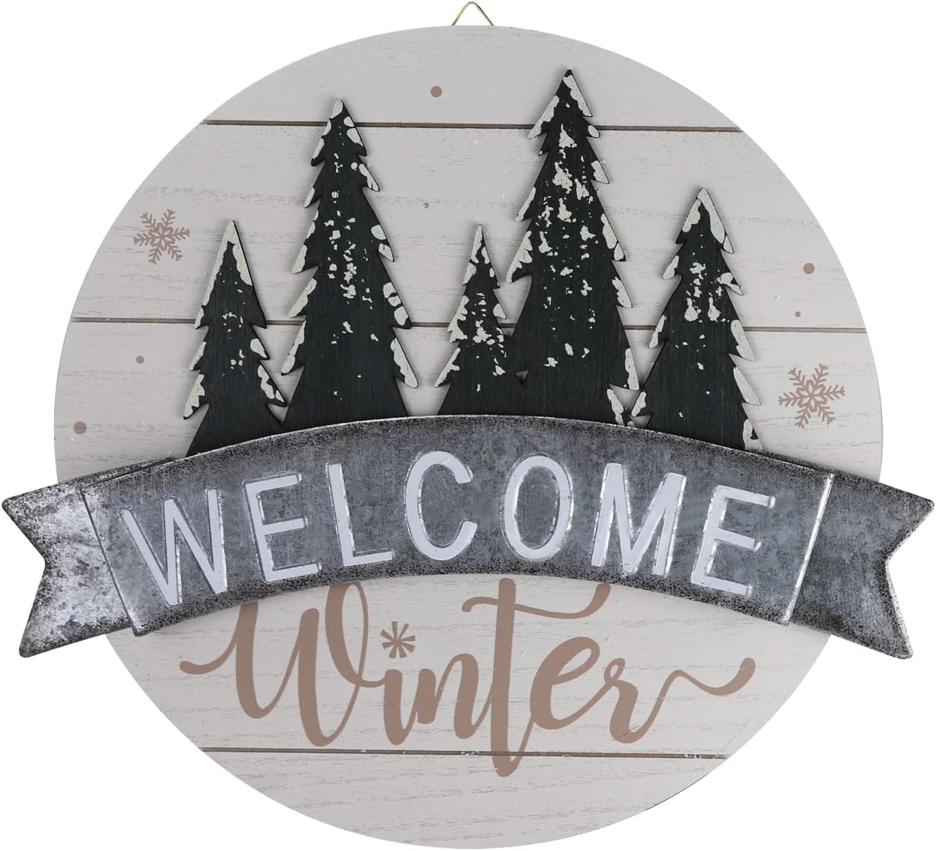 Elegant Winter Welcome Sign - Hangable Outdoor Decor