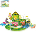 PicassoTiles Dinosaur Magnetic Tiles Racecar Track - STEAM Building