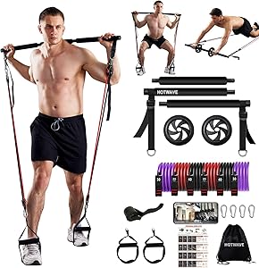 HOTWAVE Pilates Bar Kit for Full-Body Home Workouts
