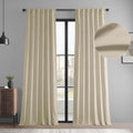 Room Darkening Velvet Curtains Set - Light Ivory