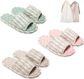 3 Pairs Floral Cotton House Slippers for Women - Washable Foldable Set