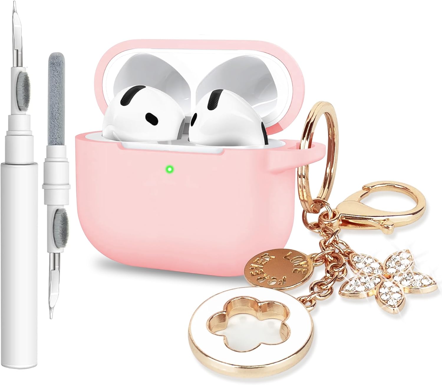 VOTILE Pink Airpods 4 Case with Bling Keychain