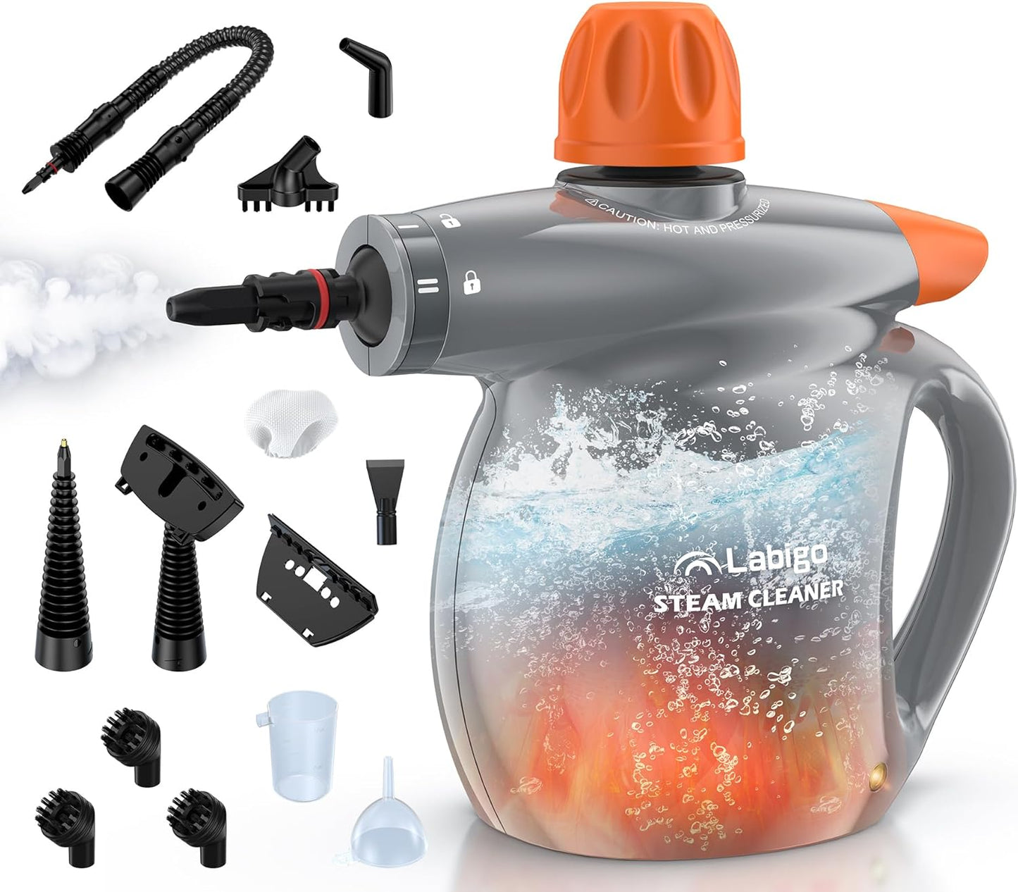 LABIGO Steam Cleaner for Deep Cleaning Home and Car Surfaces