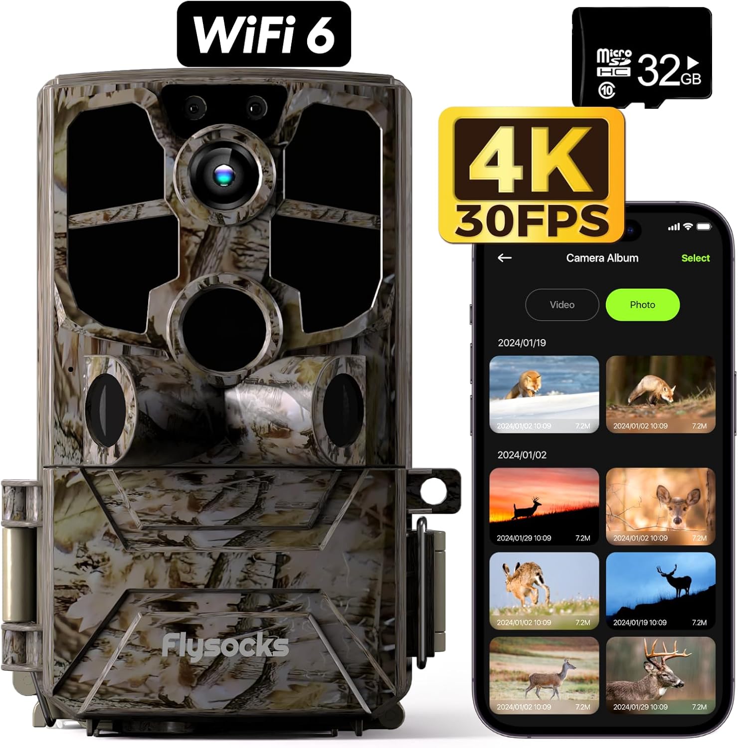 4K Trail Cam: Fast Trigger, Night Vision, IP66 Waterproof