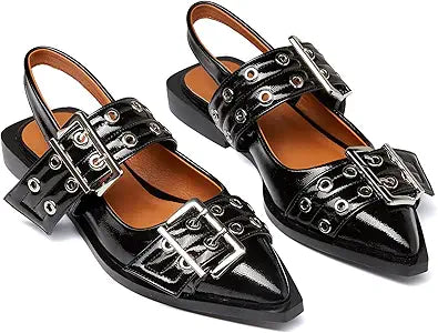 Kitulandy Women Buckle Ballet Flats Slingback Comfortable Shoes