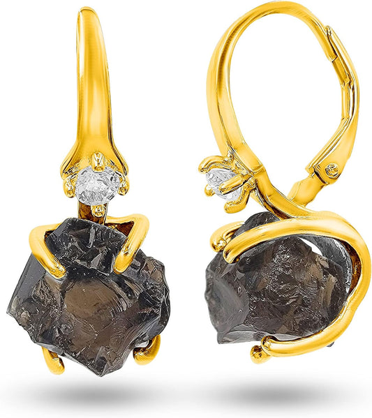 Real Raw Crystal Drop Earrings for Birthstone Gift for Her