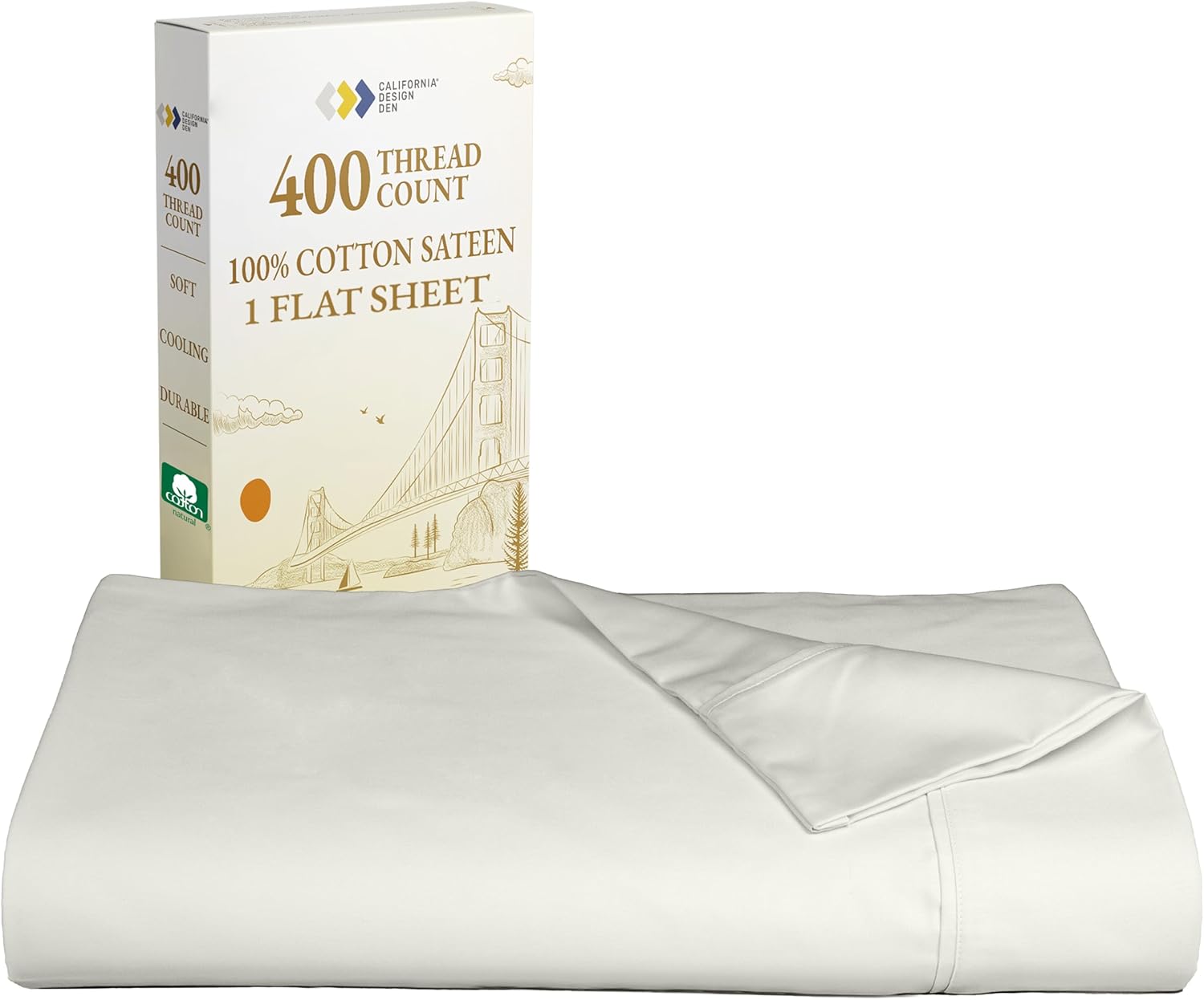 California Design Den Twin Size Flat Sheet - Soft 400 Thread Count