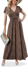 ANRILITA Maxi Wrap Dress for Women - Pleated Empire Waist, Pockets fat