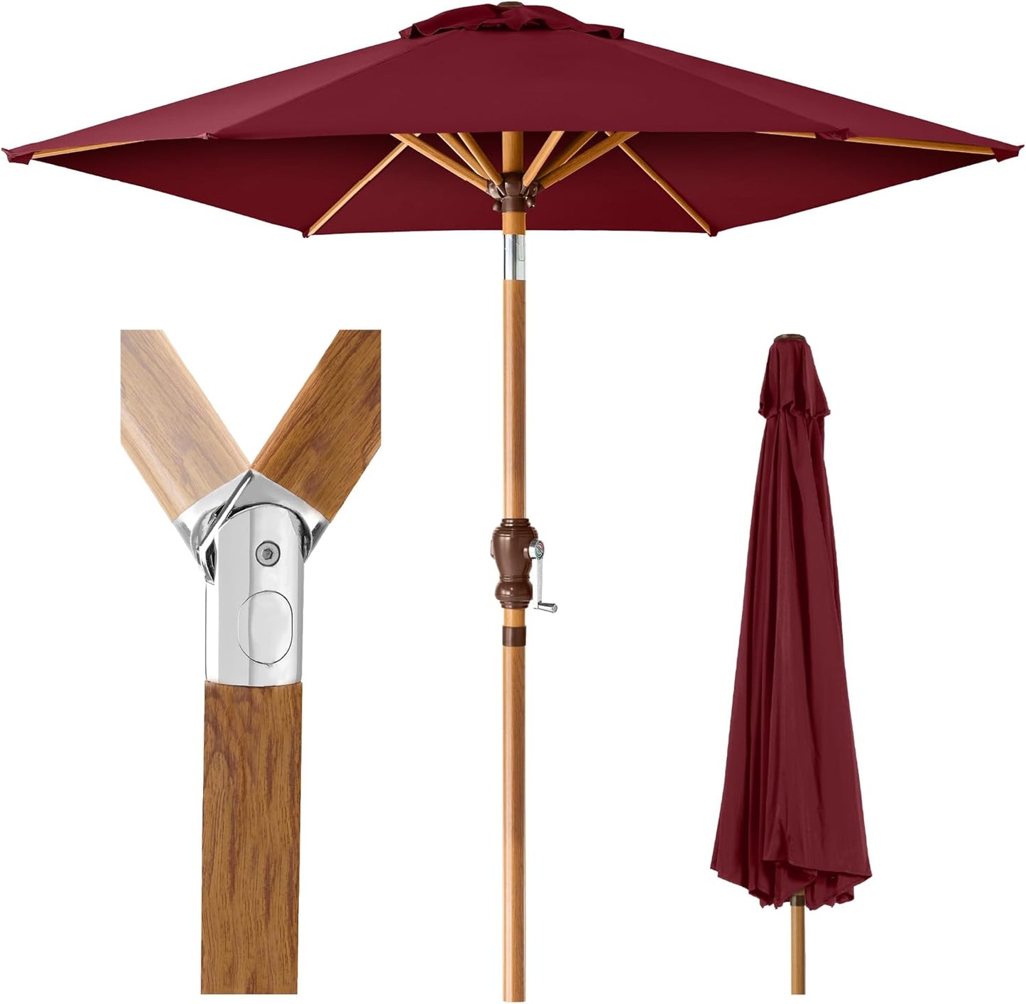 10ft Market Umbrella for Outdoor Sun Shade - Burgundy Color
