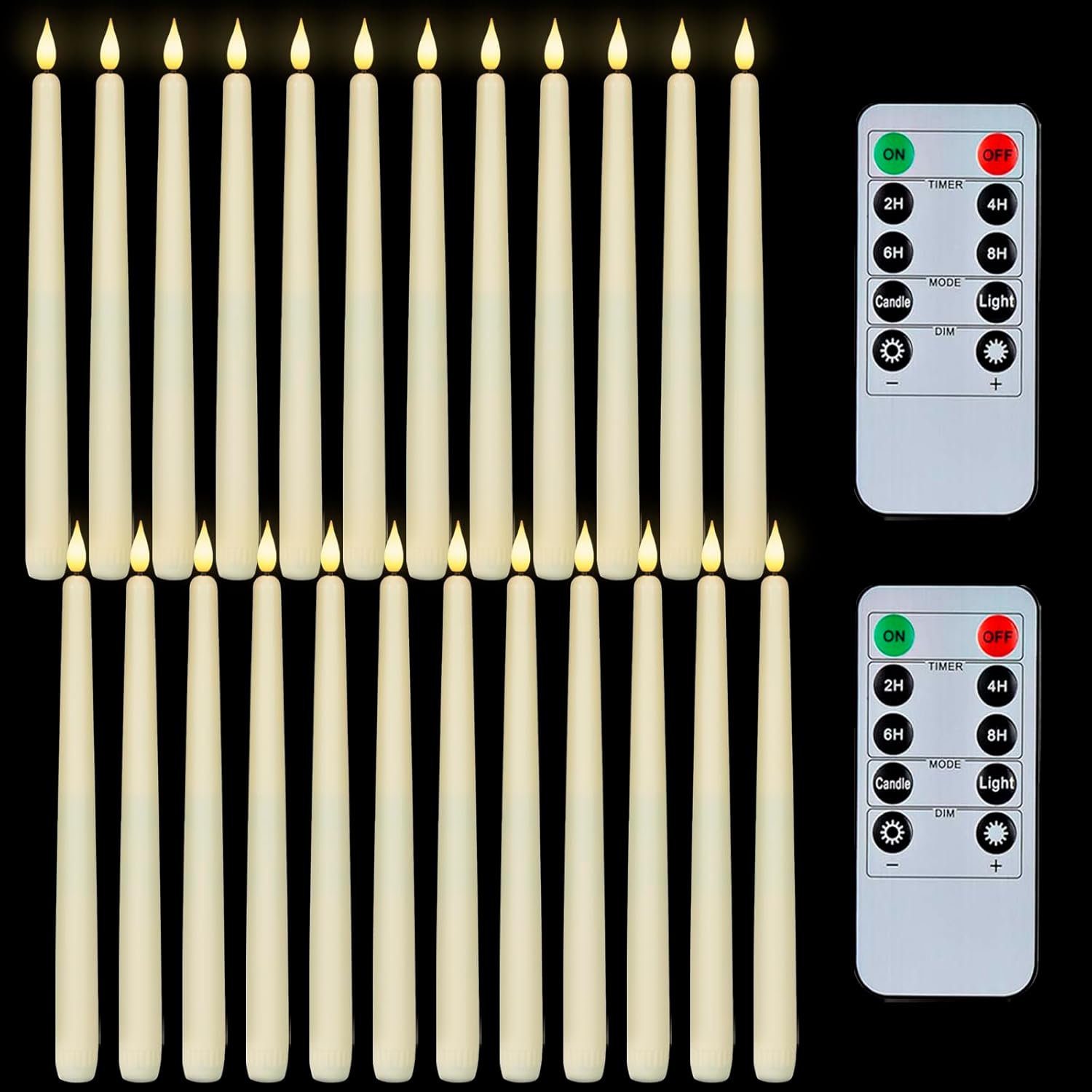 Homemory 24 Pcs Flameless Taper Candles with Remote Timer