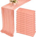 12 Pack 10ft Cheesecloth Boho Gauze Table Runner - Peach Coral