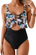 B2prity One Piece Swimsuit Tummy Control Ruffled V Neck - Flattering