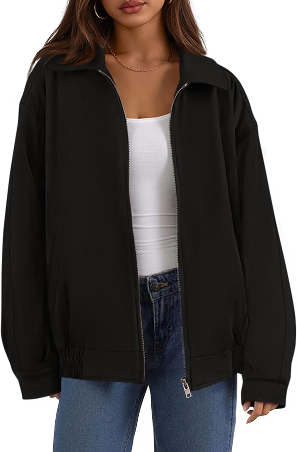PRETTYGARDEN Faux Suede Bomber Jacket for Women Fall Fashion