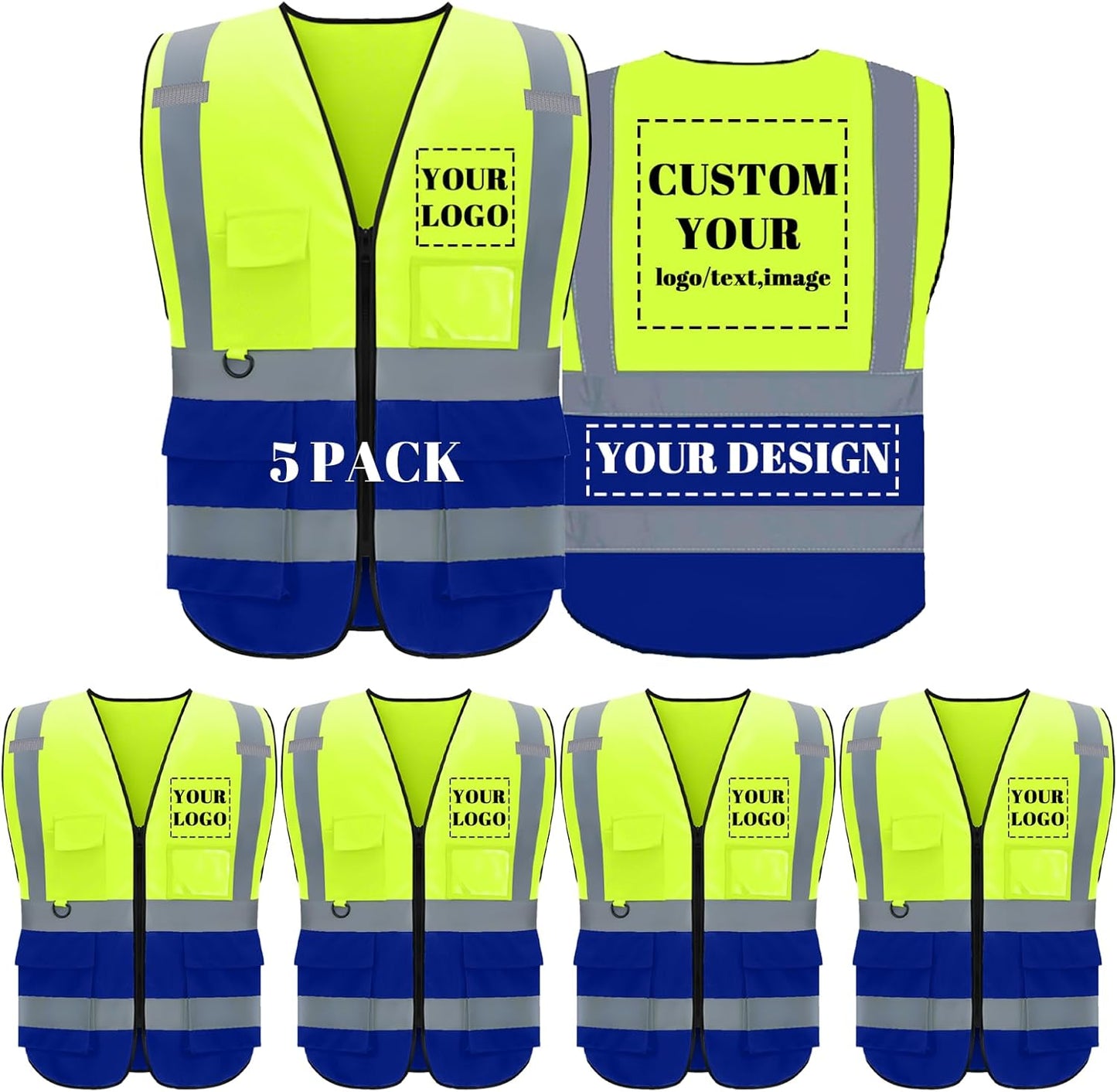 Custom Safety Vest with Logo for High Visibility Workwear