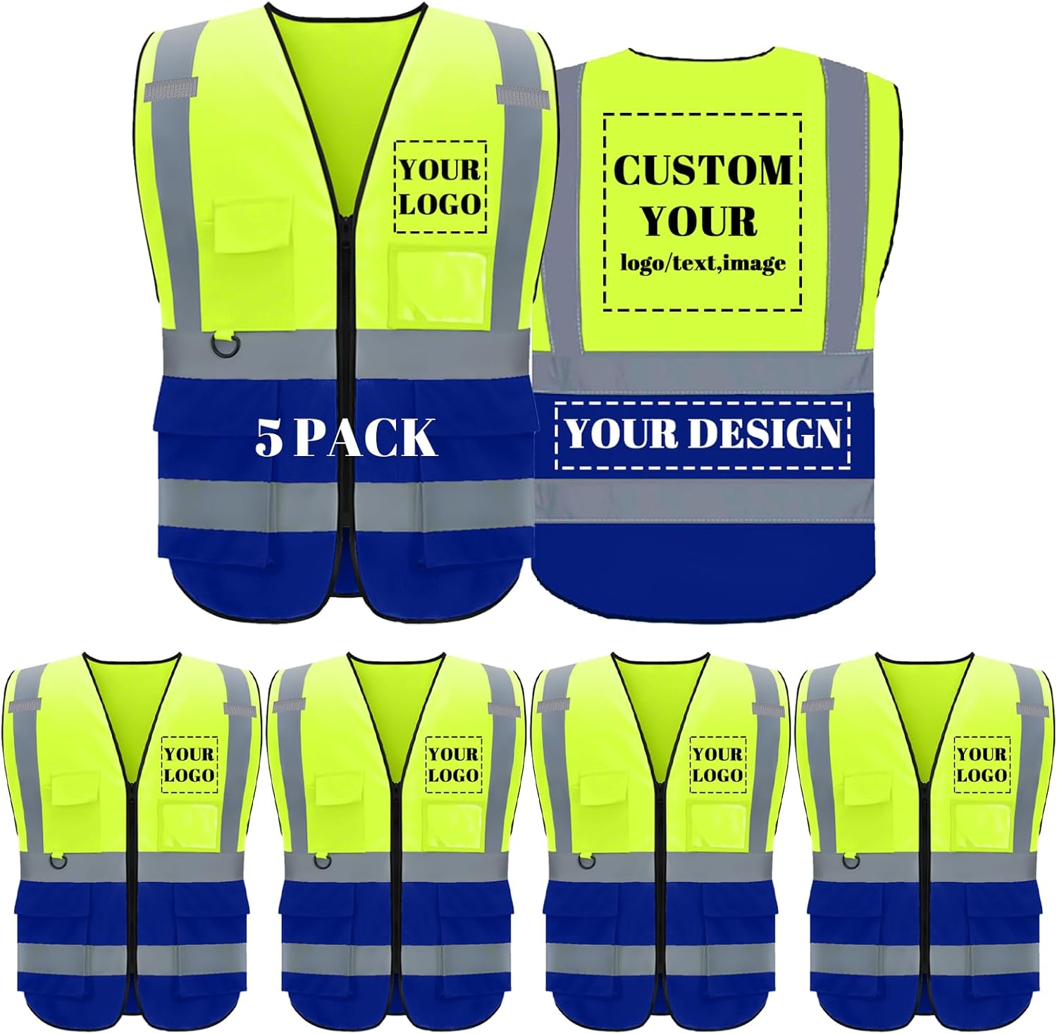 Custom Safety Vest with Logo for High Visibility Workwear