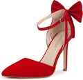 Carcuume Women's Closed Toe Suede Bow Stiletto Heels - 4in Comfort