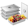 VEVOR 4 Pack Stainless Steel Hotel Pans with Lid for Catering