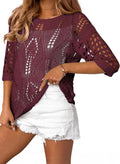 Crochet Hollow Out Knit Tops Womens Cover Up - Lightweight