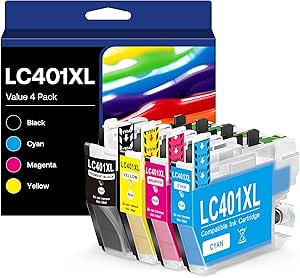 Homeika LC401XL Ink Cartridges for Brother Printers - 4 Pack