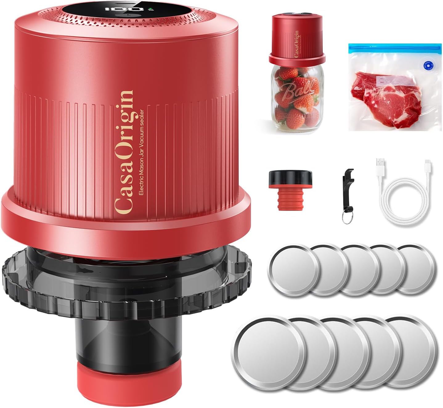 Electric Mason Jar Vacuum Sealer Kit for Food Storage & Canning