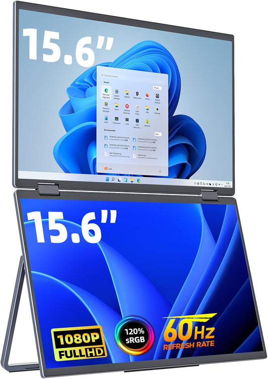 Cocopar Portable Dual 15.6 Inch 1080P Monitor for Travel