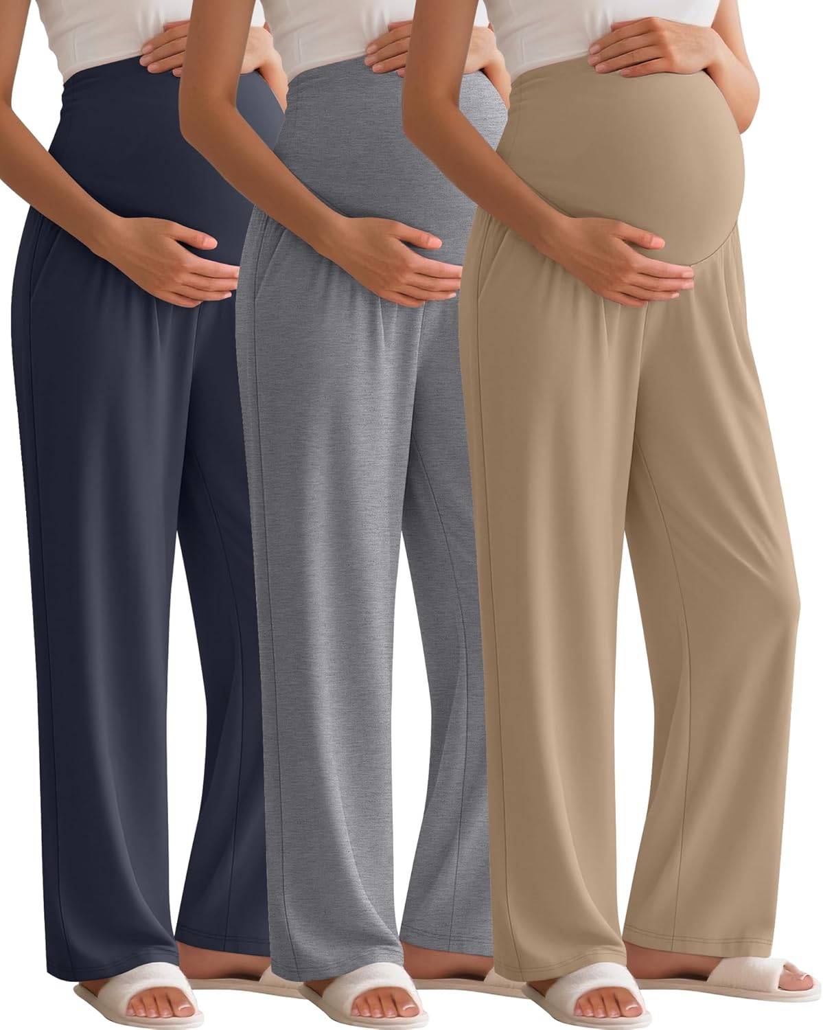 3 Pack Women's Maternity Pants Over The Belly Stretchy Lounge