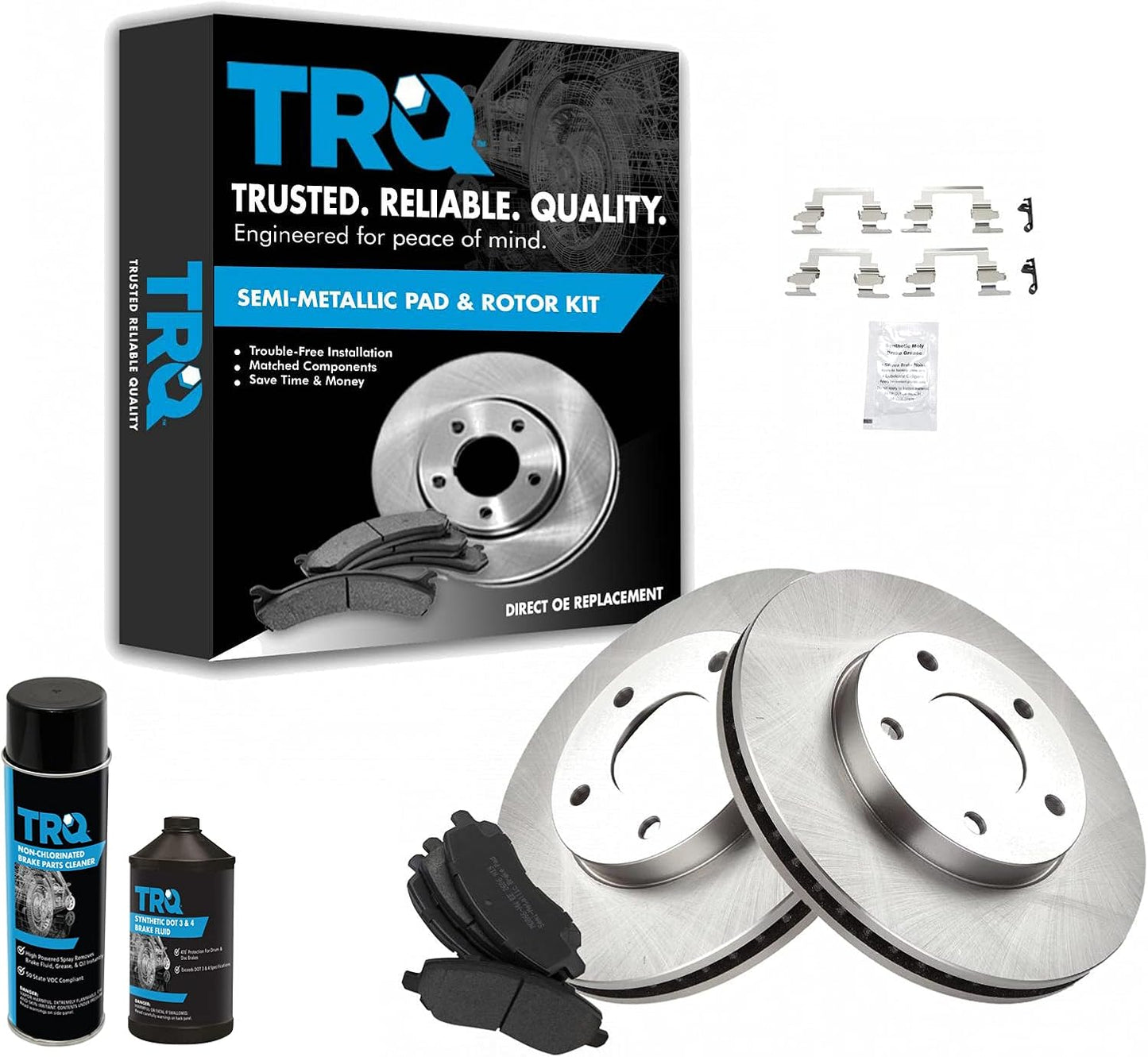 TRQ Front Brake Pad & Rotor Kit for Chrysler Sebring & More