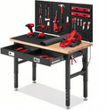 Work Bench for Garage 48 x 24 in Adjustable Height Workbench - Heavy