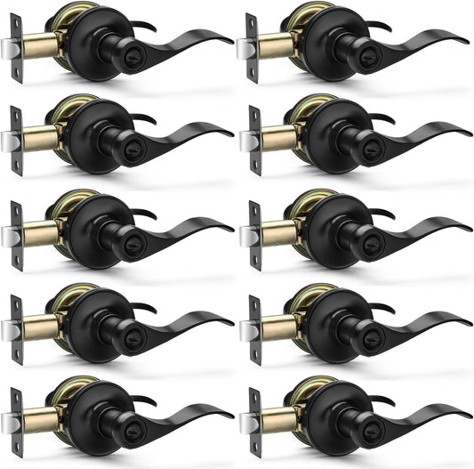 10 Pack Matte Black Door Handles for Stylish Privacy Solutions