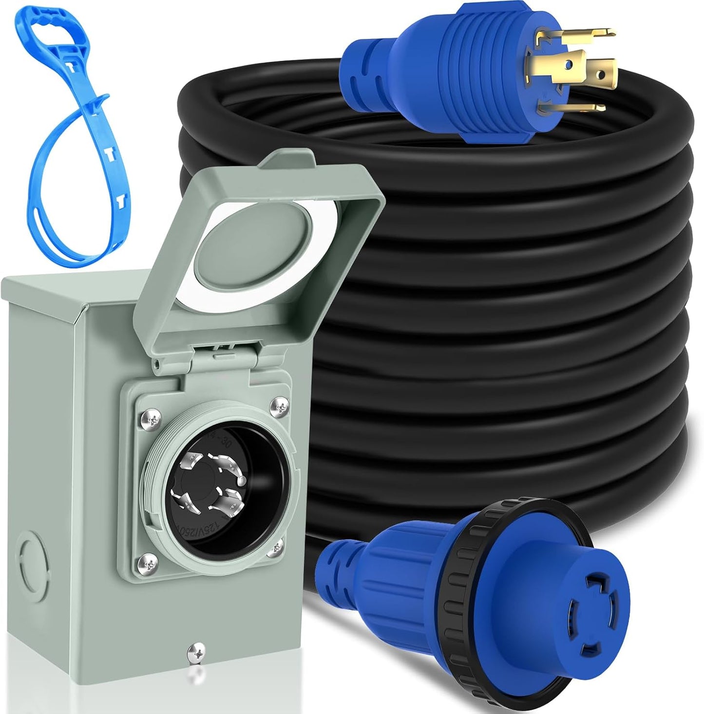 30 Amp Generator Cord and Power Inlet Box for Emergency Use