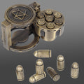 Metal Bullet Polyhedral Dice Set of 7 - Spinning Revolver Cylinder