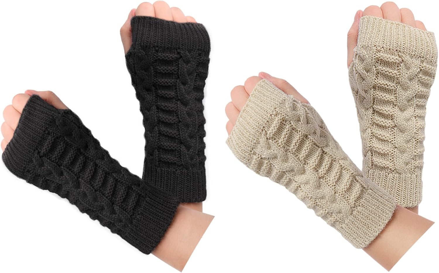 Tavaleu Women's Fingerless Arm Warmers x3 - Cozy Winter Style