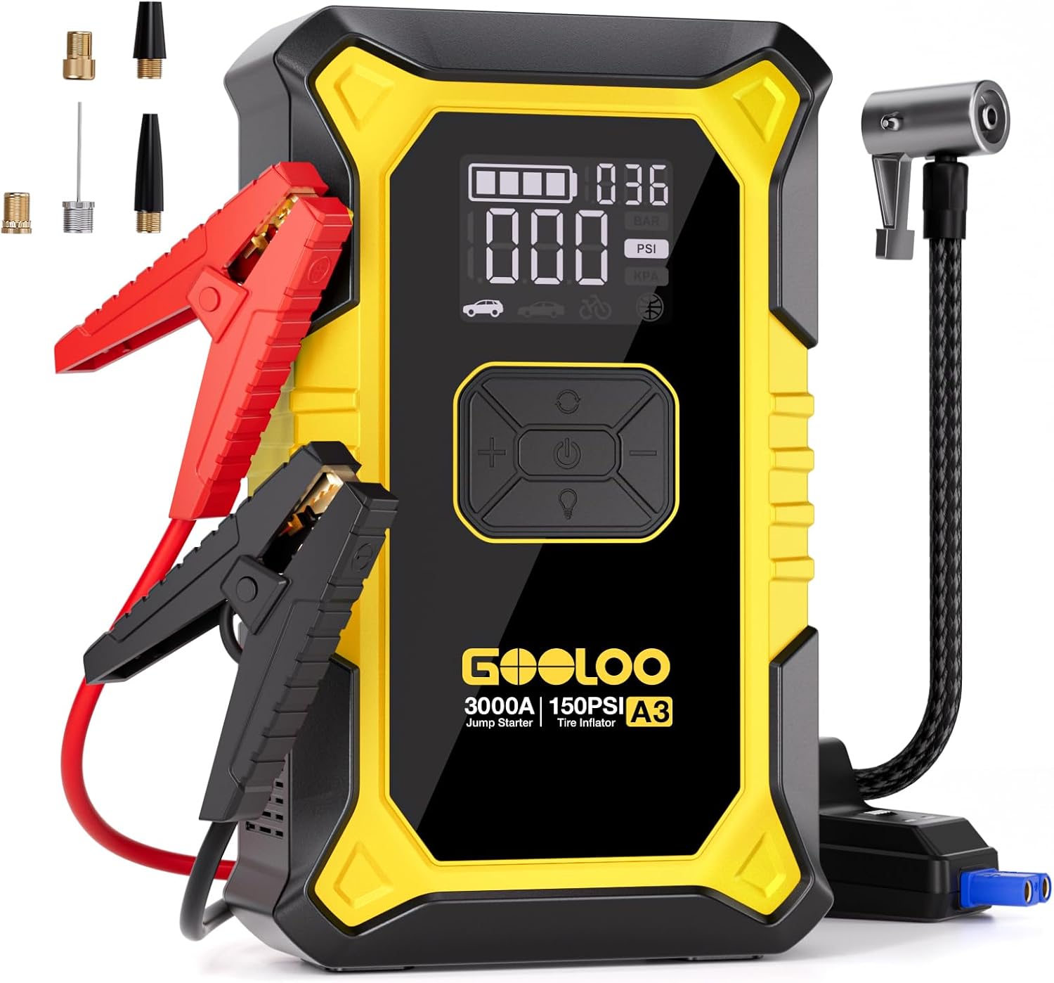 GOOLOO A3 Jump Starter: 3000A Power & Air Compressor