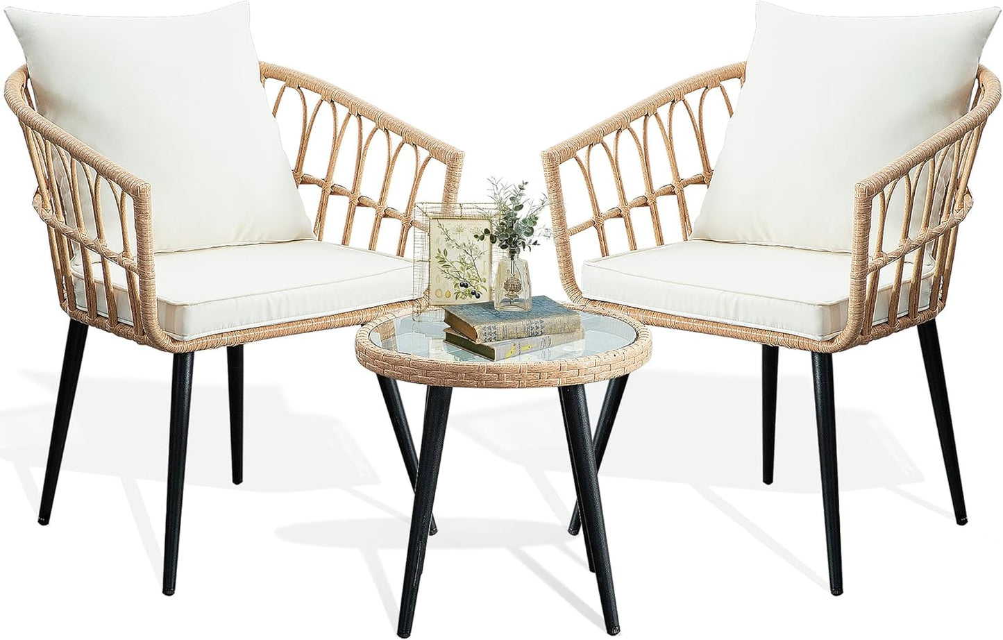 3 Piece Patio Bistro Set for Outdoor Wicker Furniture