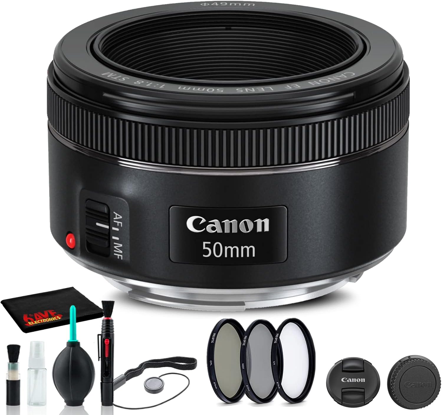 Canon EF 50mm f/1.8 STM Lens Bundle with Essential Accessories