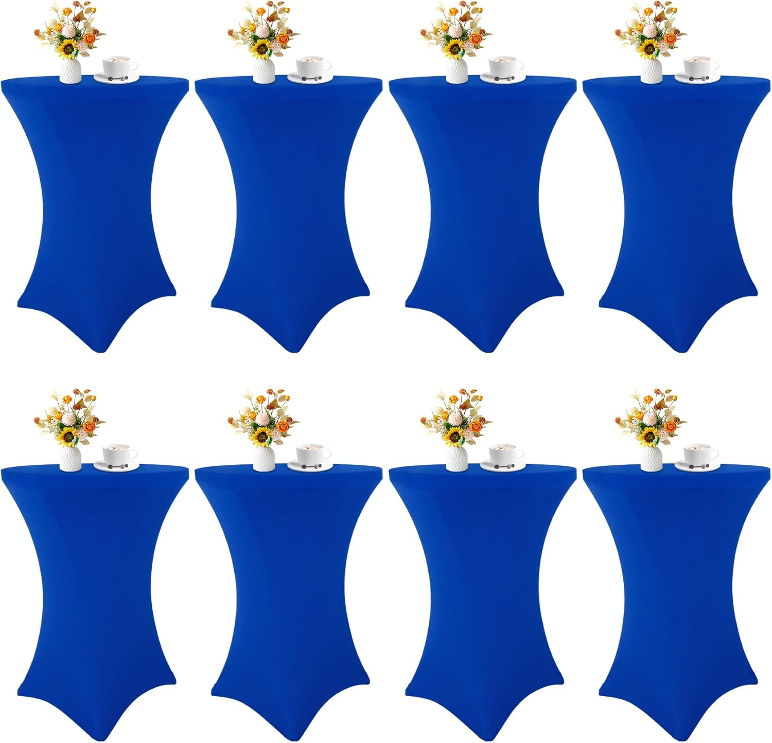 8 Pack Cocktail Table Covers for Parties and Weddings in Royal Blue
