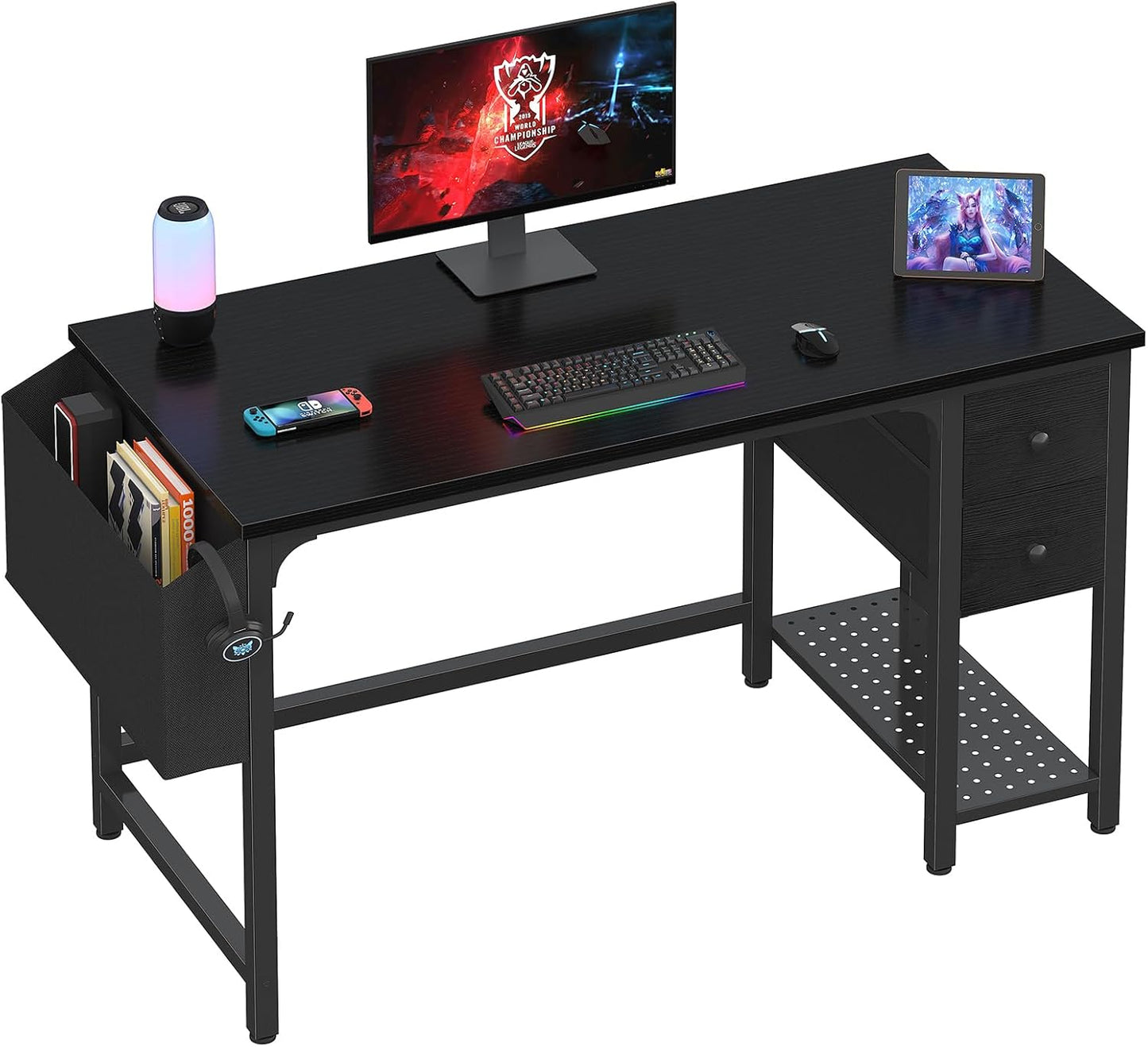Lufeiya 47 Inch Gaming Desk with Fabric Drawers for Home Office